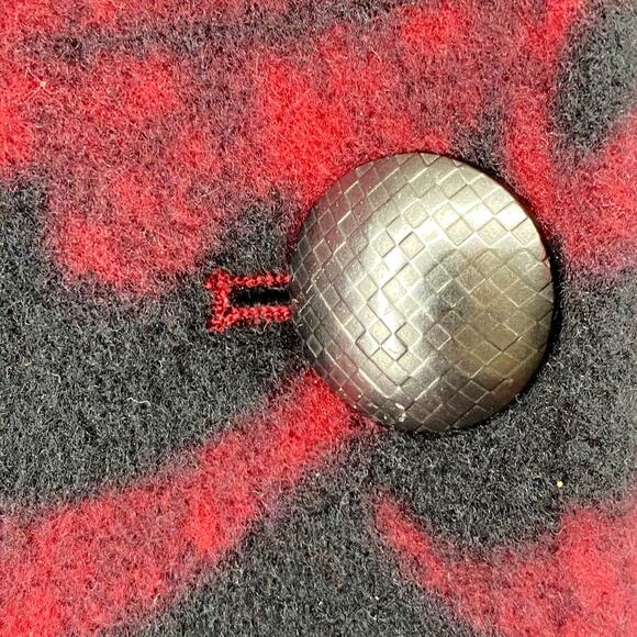 SUSAN GRAVER Jacket M Baroque Floral Fleece Blazer Button Front Red Black - Picture 7 of 14